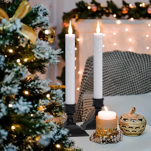 Miniatura 3 de GenSwin Velas cónicas sin llama parpadeantes con 2 controles remotos y temporizador, funciona con pilas, luz LED cálida 3D para ventana, paquete de