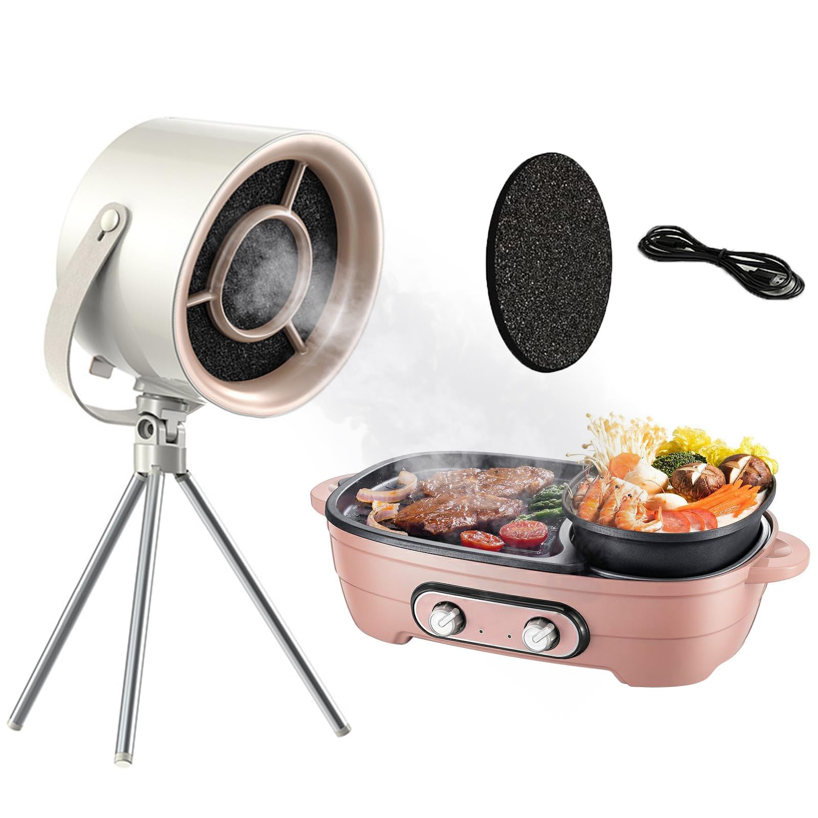 Hotte de cuisine portable à trépied et aspiration 3 vitesses