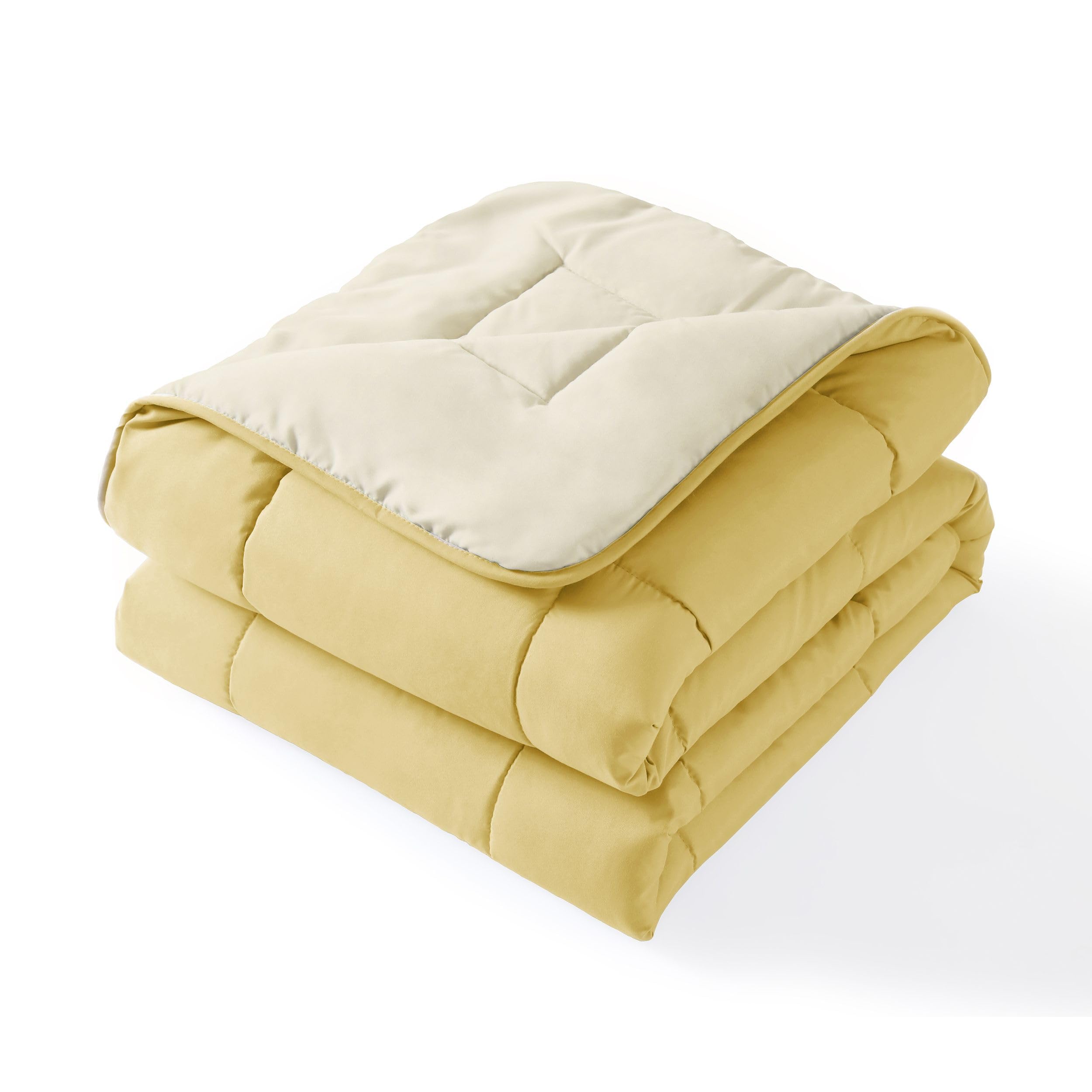 DALINA Textil - Edredón de Fibra 170 gr/m2 - Edredón Relleno Nórdica Reversible de Dos Colores Cama 90, 150 x 220 cm - Suave, Transpirable, Ligera, 100% Poliérster, Beige y Camel