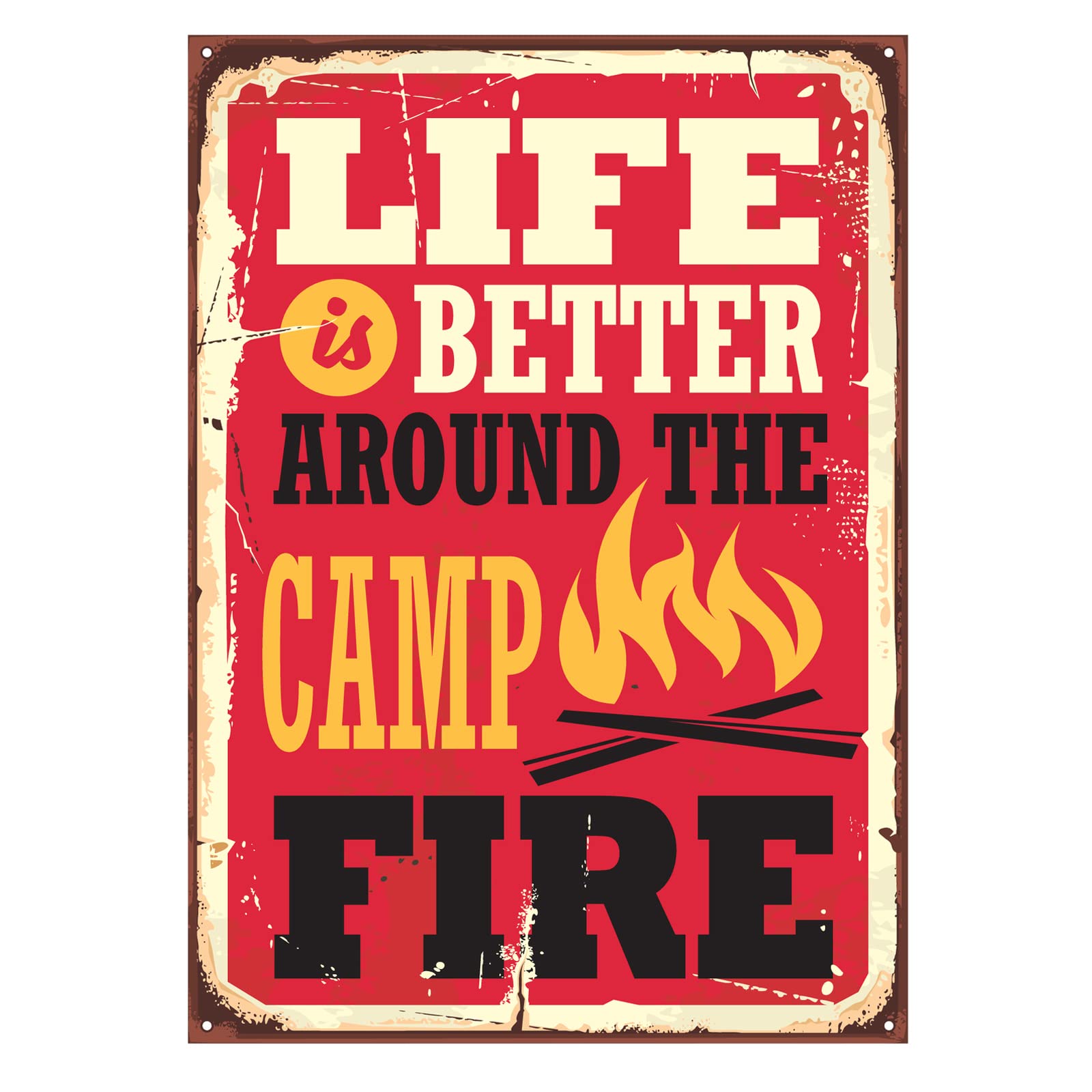 Life is Better Around The Camp Fire Sign, Camping Vintage Metal Tin Signs,Outdoor Bars Pubs Cabin Campsite Wall Decorative,Camper Decor Plaque 12x8 Inches
