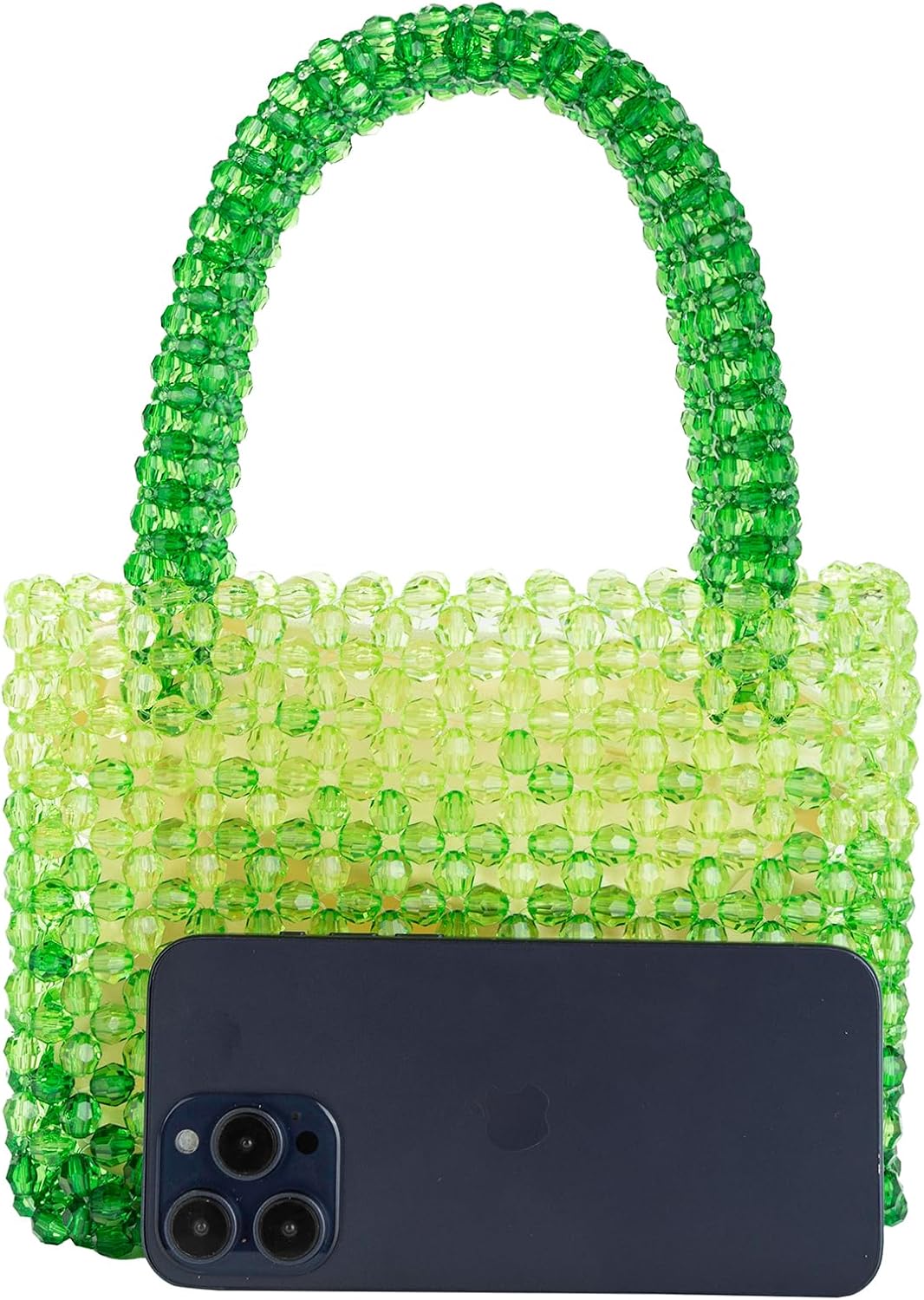 Women Acrylic Purse Mini Beaded Evening Handbags Handmade Gradient Transparent Blue Beads Tote Bags for Wedding,Beach,Party - Image 3