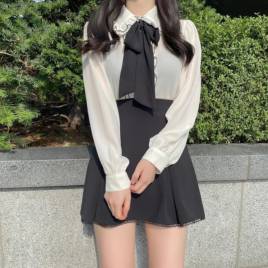 Camisas de oficina de manga larga estilo coreano para mujer