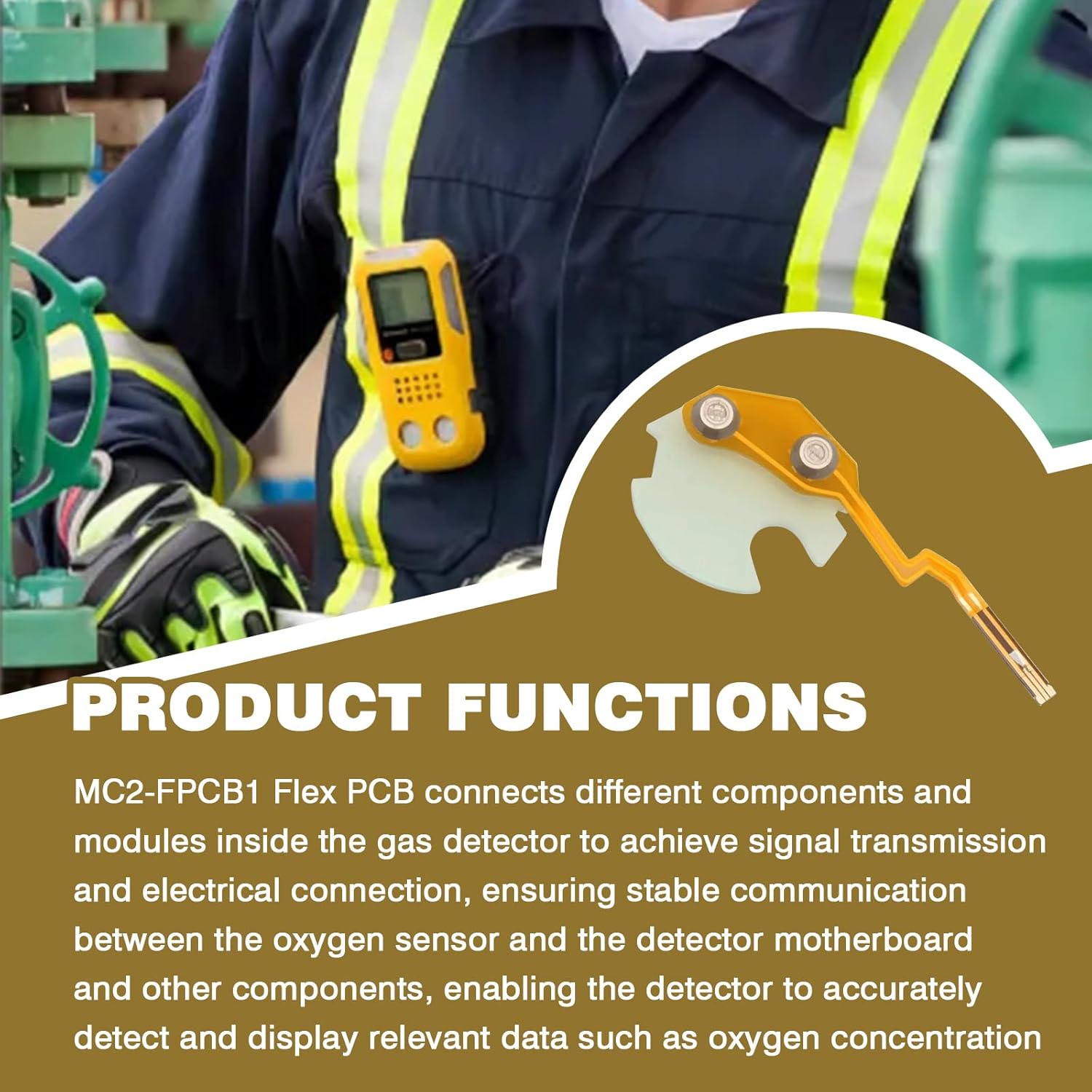 Upgrade MC2-FPCB1 Flex PCB Compatible with BW GasAlertMicroClip XT,BW GasAlertMicroClipXL/X3,Oxygen O2 Sensor MCXL-FC1