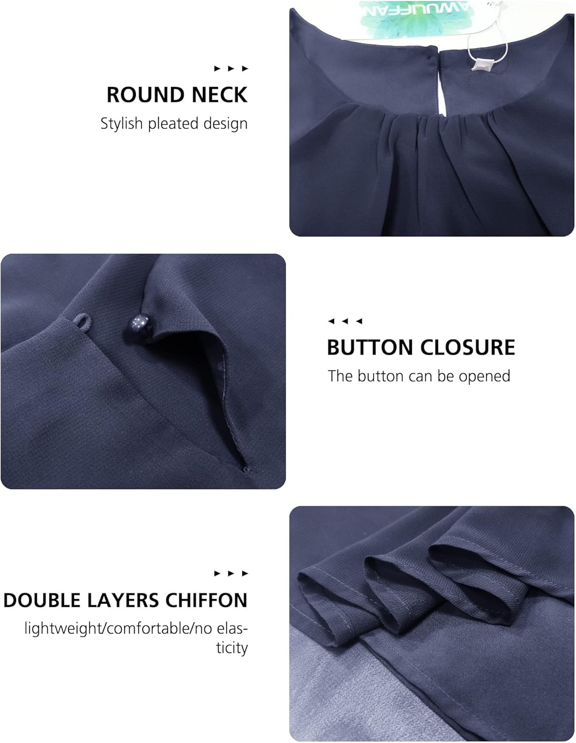 AWULIFFAN Tank Tops for Women Sleeveless Round Neck Tops Casual Pleated Double Layers Chiffon Blouse Shirts - Image 6