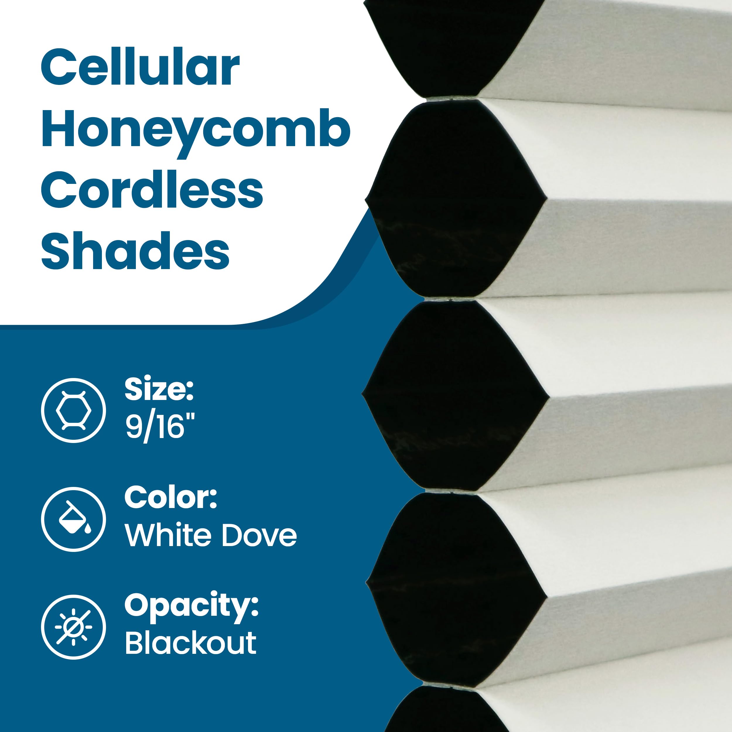 BlindsAvenue Cellular Honeycomb Cordless Shade, 9/16