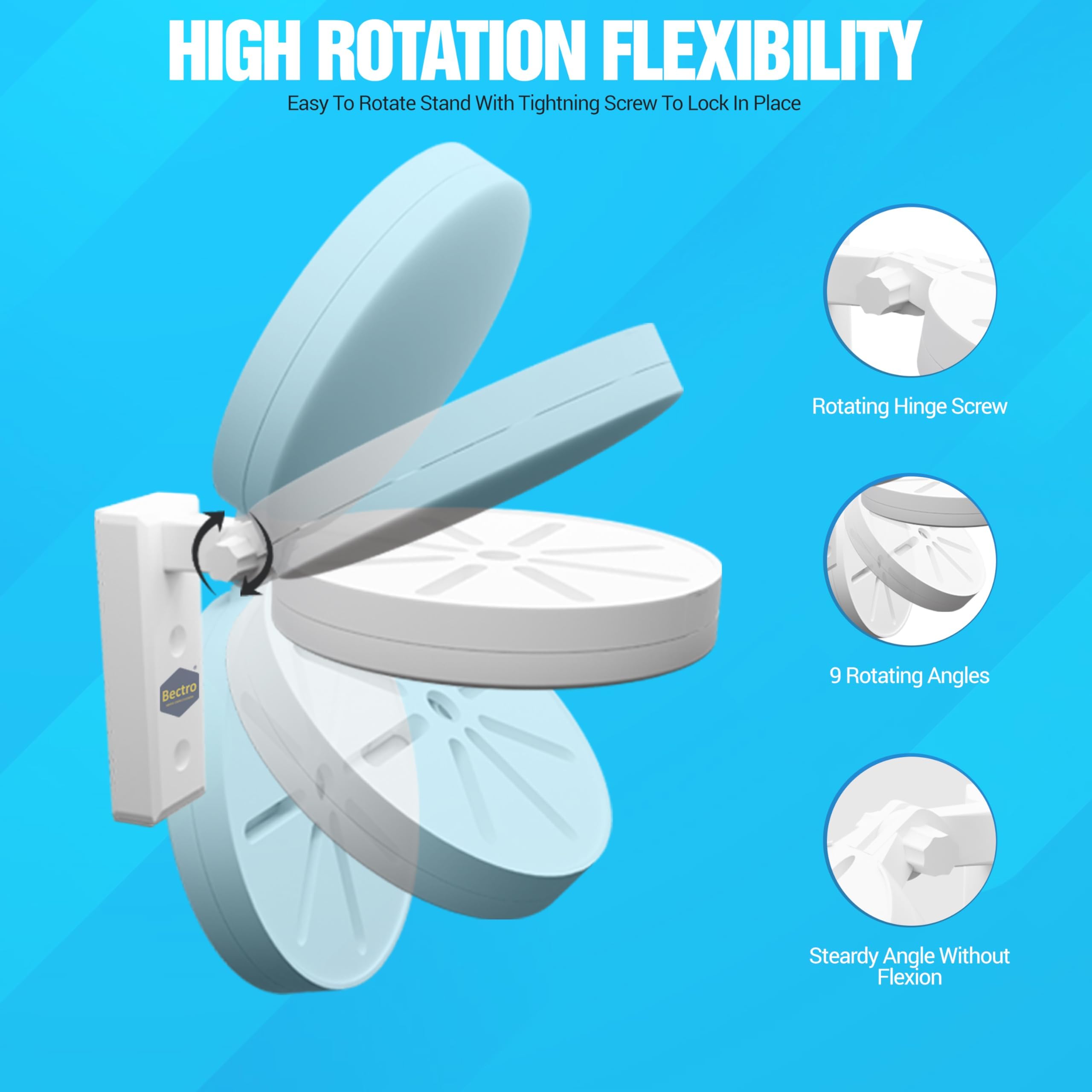 Bectro PVC CCTV Camera Wall & Ceiling Mounting Bracket, Strong Adhesive Direct Sticking Drill Free, for Indoor & Outdoor Use (Pack of 4 Set) 2