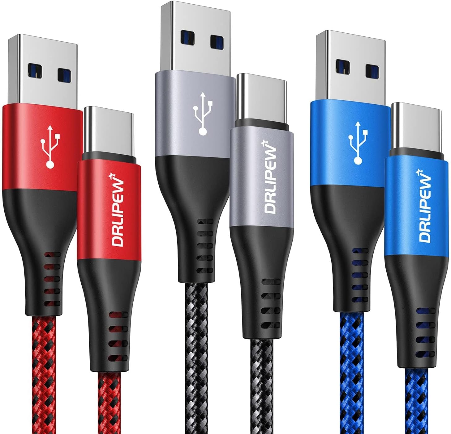 USB C Cable(1M 3-Pack),USB to USB C Fast Charger Cable Nylon Braided,3A Fast Charging Type C Lead Compatible with iphone 15 16 Pro Max,Samsung Galaxy S22+ S21 S20 Ultra S10 S9 A20e A21s,Moto G7
