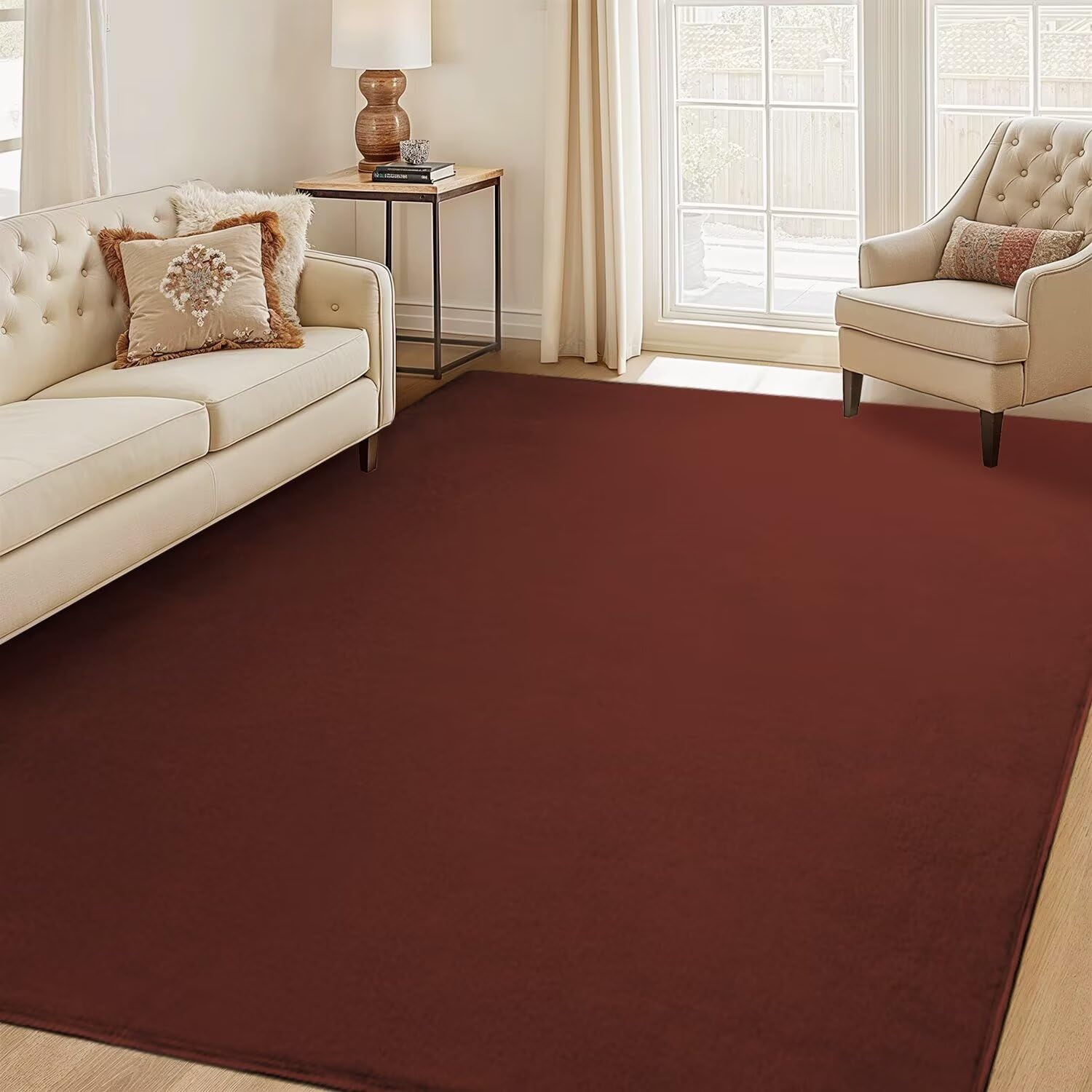 Tapis en velours pour chambre d'enfant et salon doux couleur café 120x170