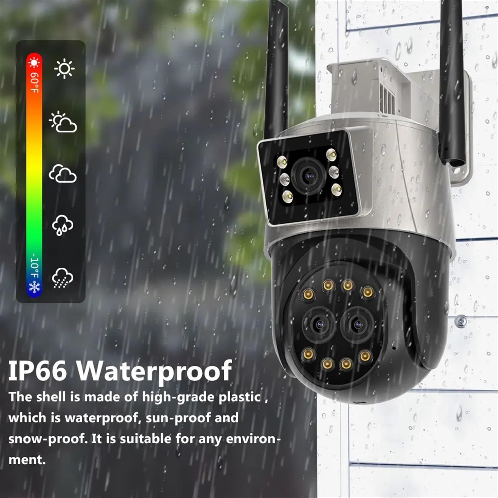 Caméra de sécurité, 9MP 5K caméra IP extérieure Trois objectifs 8X Zoom AI Humain détecter Suivi Automatique de survalance 360 ​​° Support(9MP Camera Add 128GB)