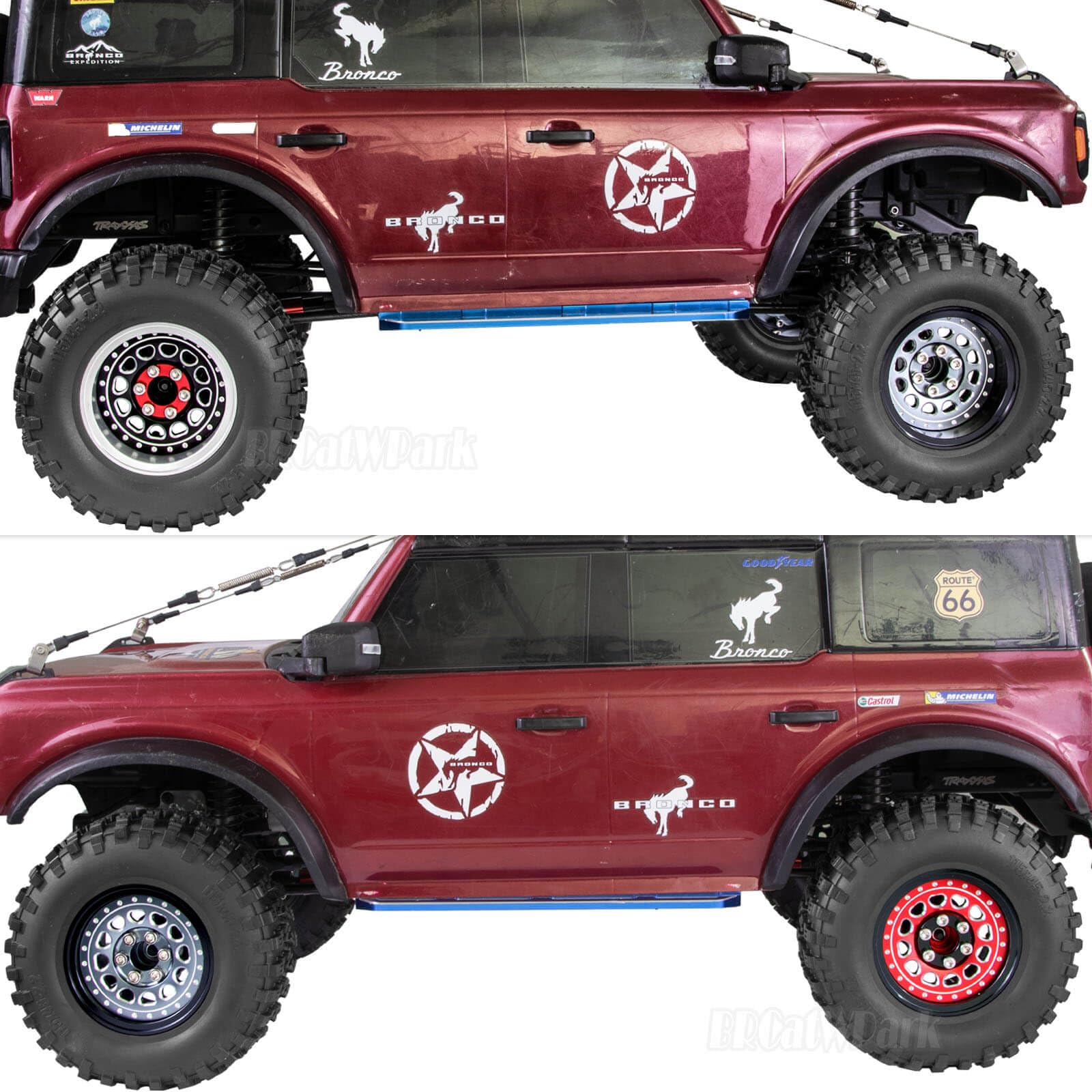 RC 2.2 Beadlock Roues réglables 4 jantes décalées pour voiture à chenilles Axial 1/10 SCX10 AMG 6x6 TRX4 Redcat Gen8 Redcat Everest Gen 7 Pro RC Crawler, rouge