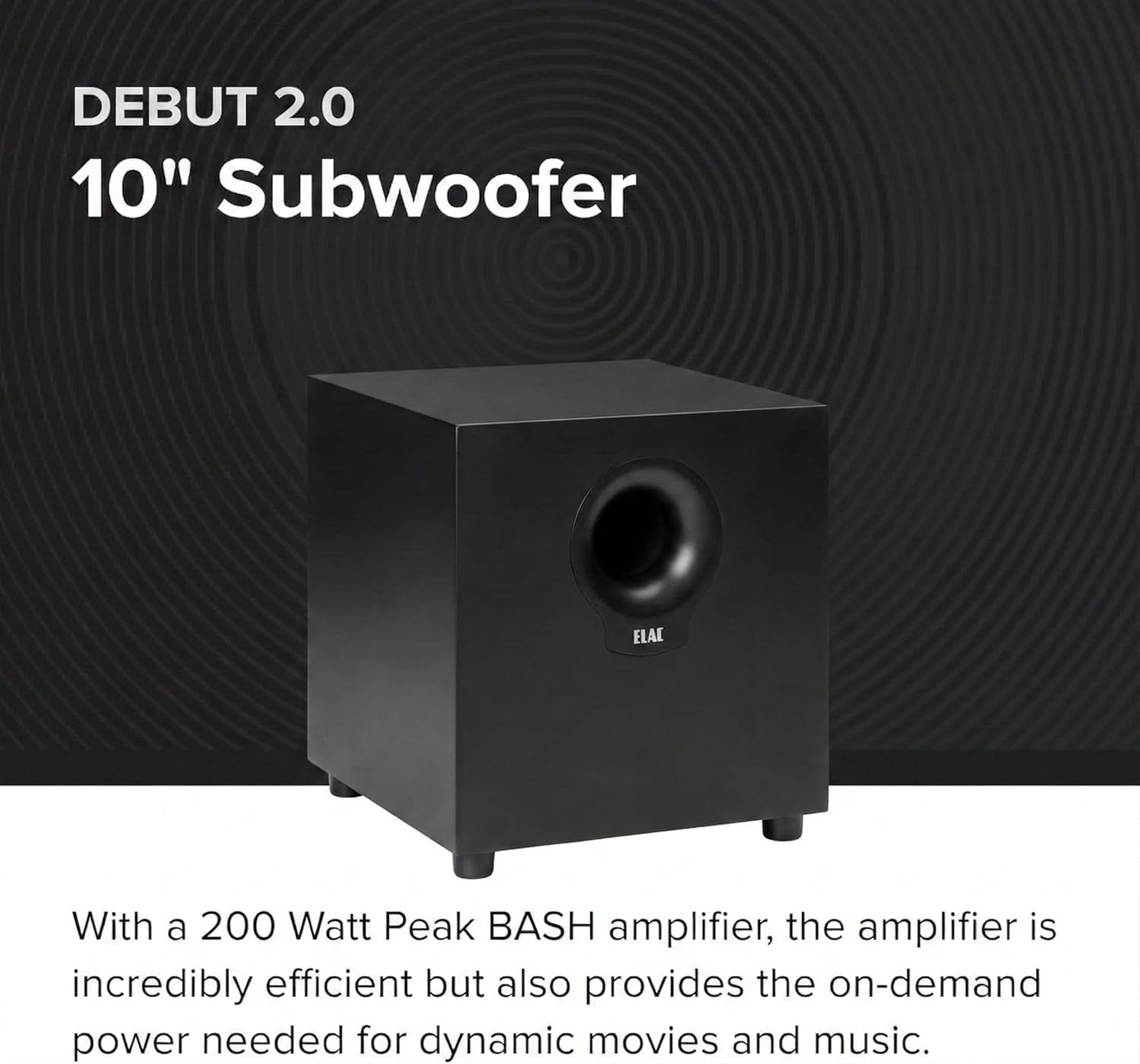 ELAC Debut 2.0 DS102.2 200 Watt Powered Subwoofer (Matte Black)