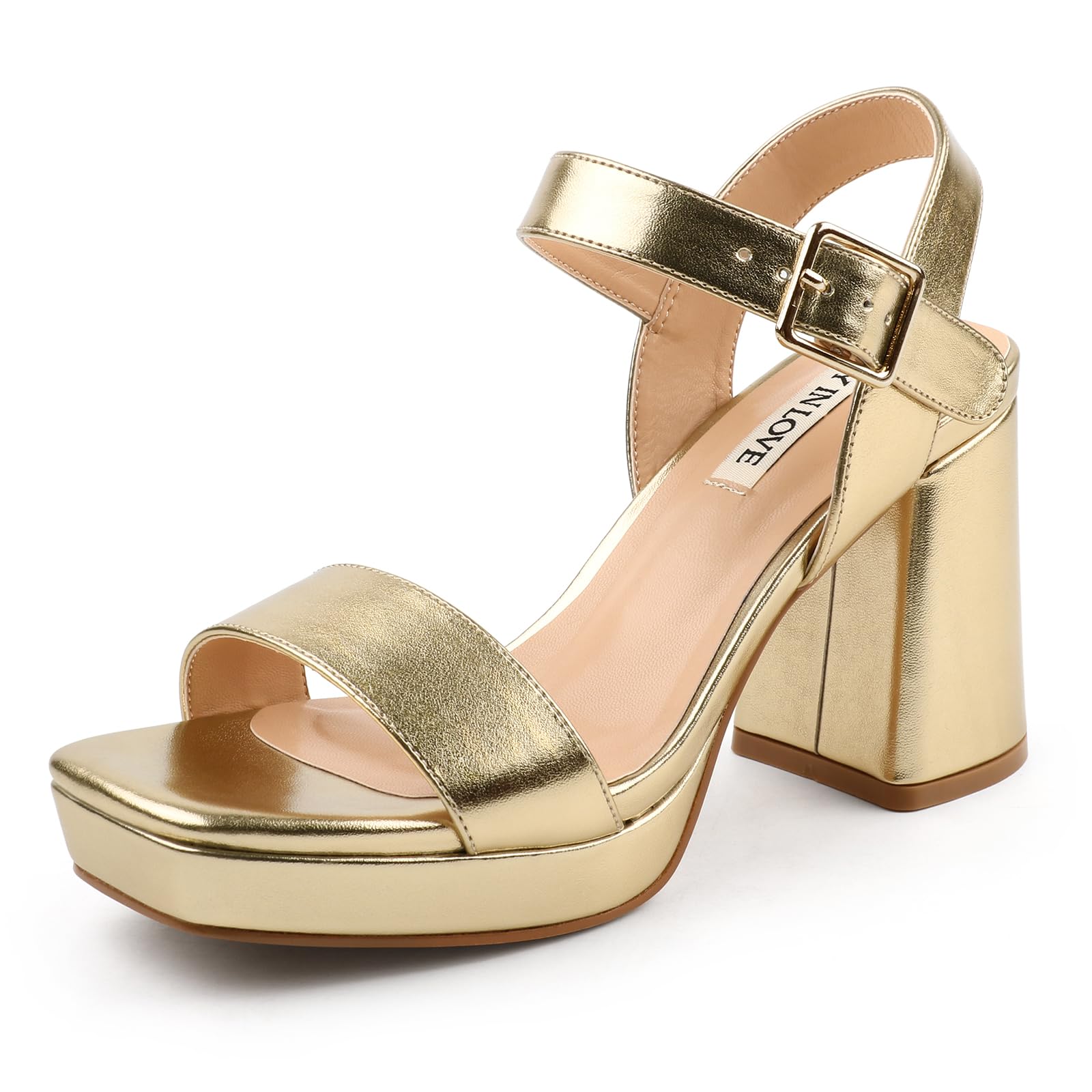 JOY IN LOVE Women's Chunky Platform High Heels Ankle Strap Block Heel Sandals