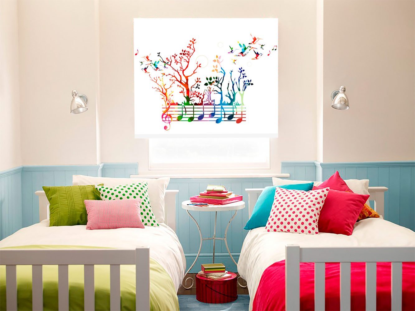 Store Roulant Manuel, Oedim Store Notes Musicales, Plusieurs Tailles, Tissu Backlight translucide, Portail 1,40 m x 2,30 m