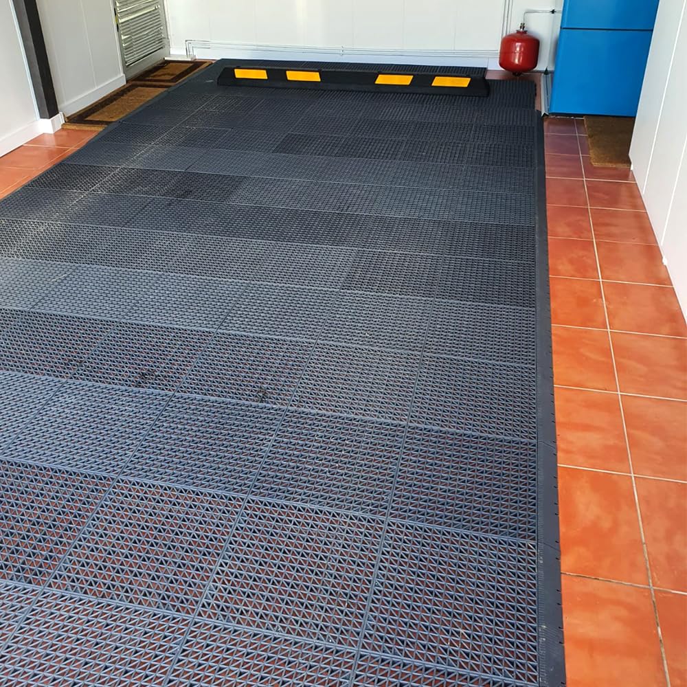 Kit 2 Rampas + Esquinera PVC Reforzado Gris Oscuro 33x5x2cm Accesorio Losetas Reforzadas