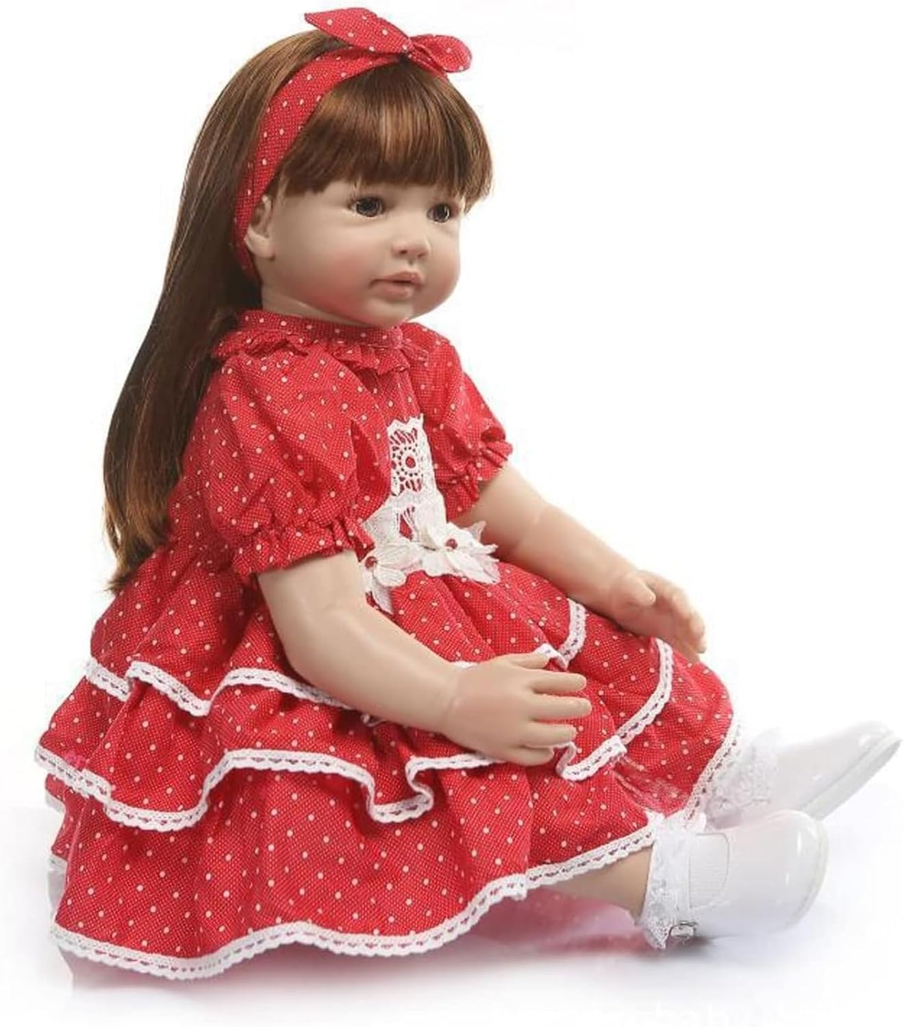 ZIYIUI Bambole Reborn 24 Pollici 60cm Realistica Bambole Femmina Bambina Capelli Lungi Reborn Giocattoli per Bambini Silicone Morbido Vinile Fatto a Mano Neonati Regali di Festa Regali Natale
