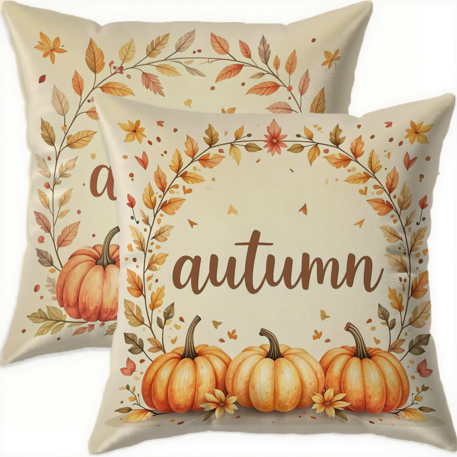Housse coussin 75x75cm automne en velours imperméable pour cocooning sur balcon