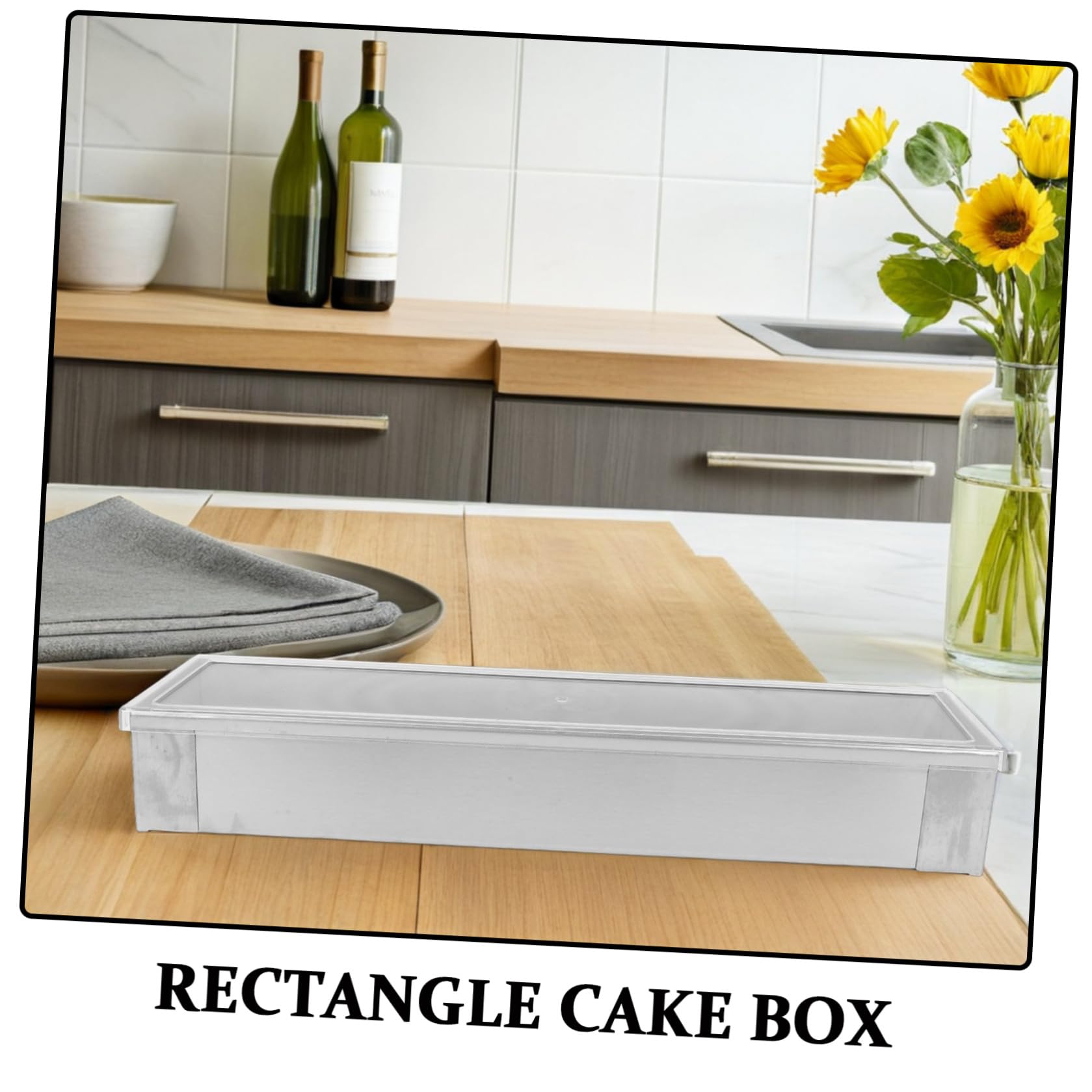Rectangular Molde con Tapa y Medidas de Acero Inoxidable para Tiramisú