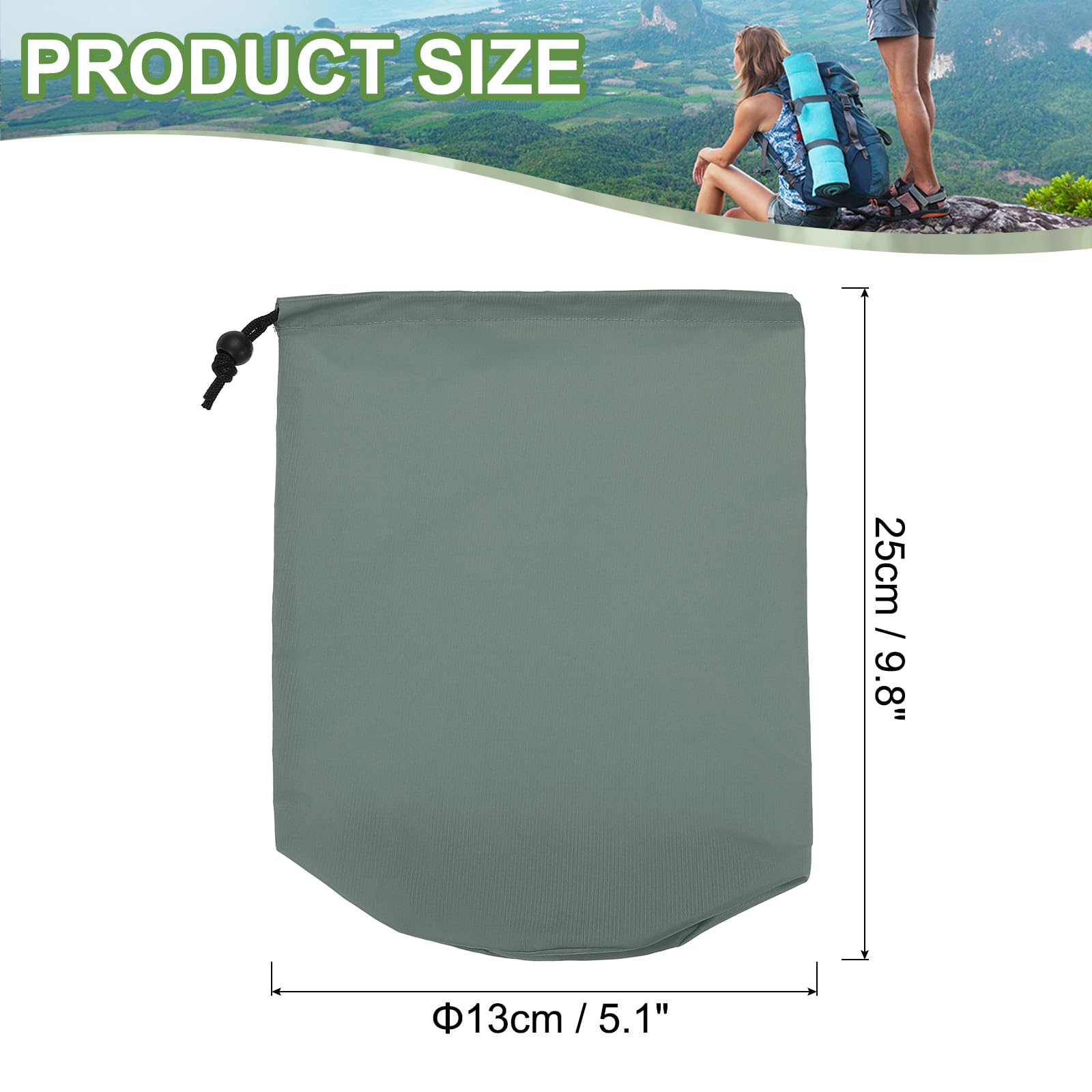 PATIKIL Stuff Sack, 5 x 10 Inch Waterproof Outdoor Storage Sack Portable Drawstring Dust Flap Bag Lightweight Sleeping Bag for Camping Hiking Backpacking, Grey