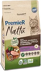 PremieR Pet Nattu Ração Seca para Gatos Castrados Sabor Mandioca 1,5kg