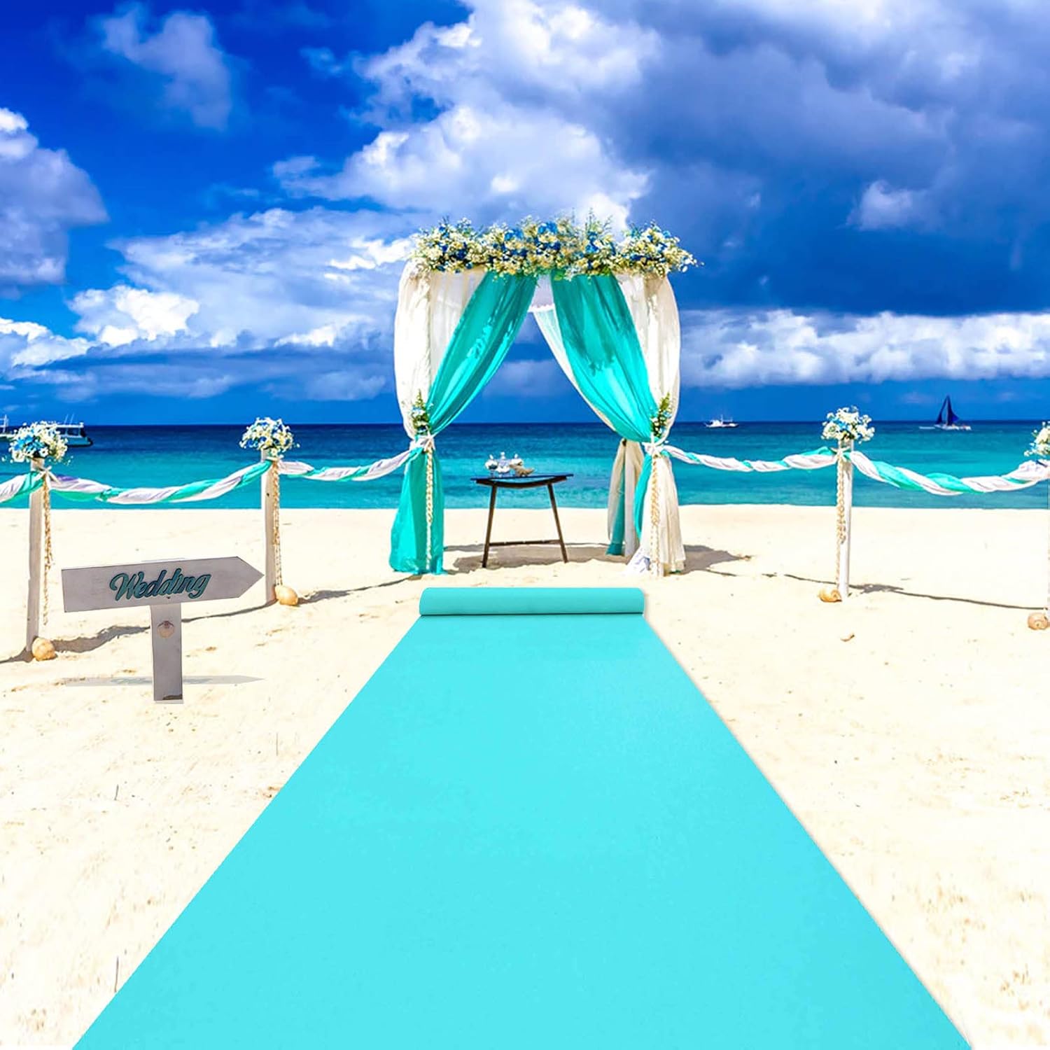 Wedding Aisle Decorations, 140GSM Blue Aisle Runner Photo Booth Accessories Carpet Runner for Wedding Ceremony, Party, Christmas