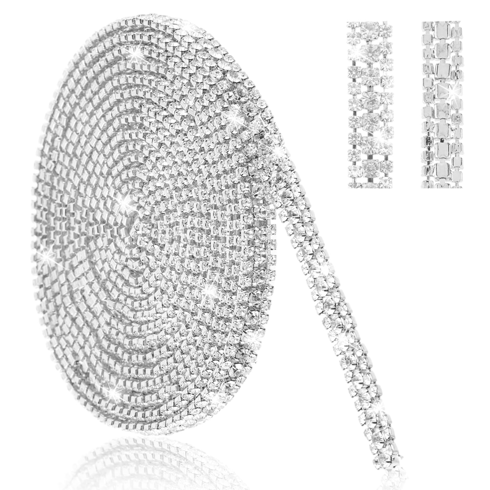 Nastro Strass Argento 10 Iarde (9.14m) - 2mm Per Decorazioni Abiti, Matrimoni, Fai Da Te - Foto 10