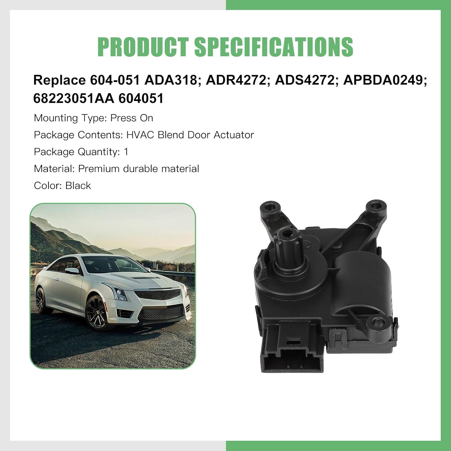 SCITOO 604-051 HVAC Heater Blend Door Actuator Compatible with Chrysler for 200 2015-2017, for Jeep for Cherokee 2014-2019