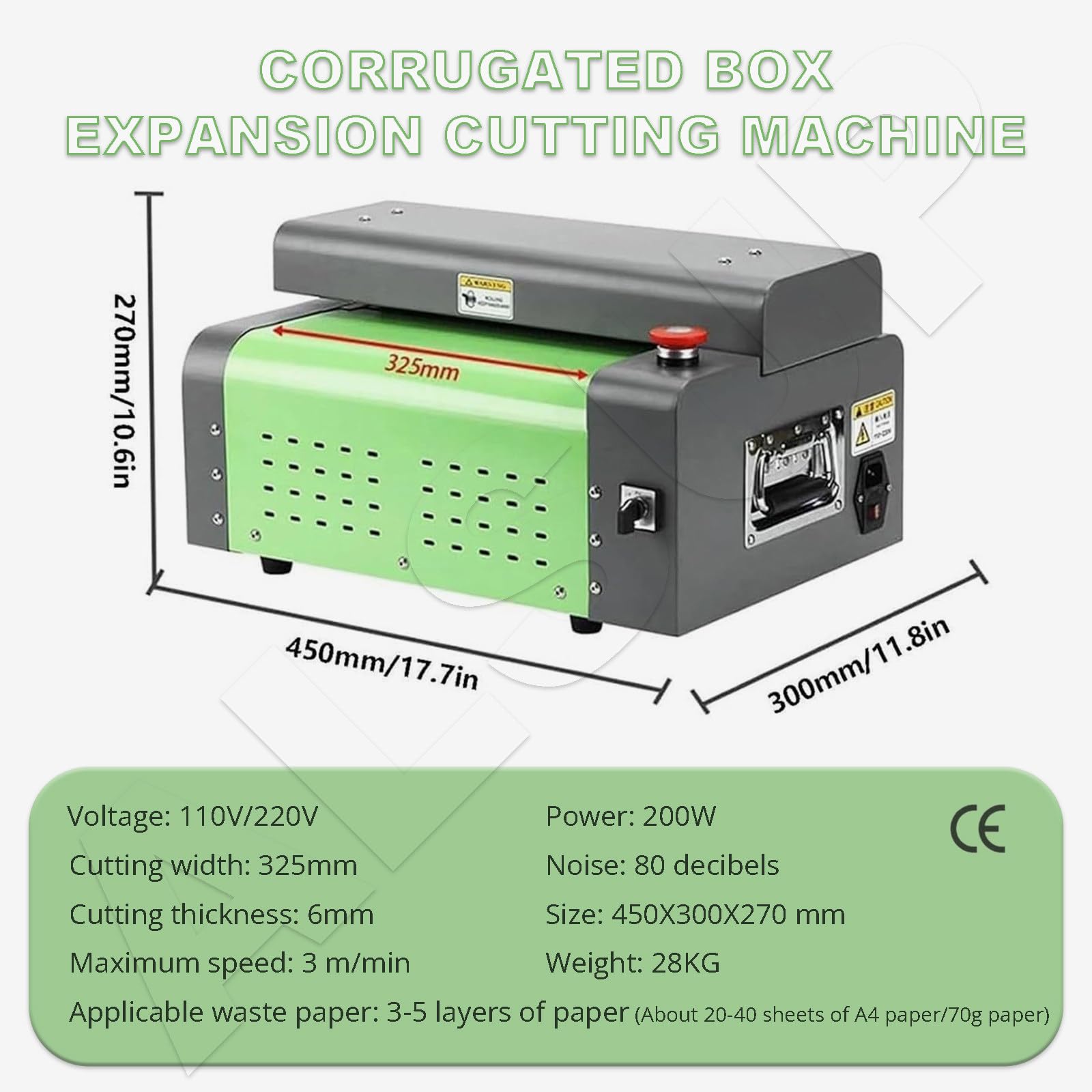 Trituradora de cartón para cajas de residuos, se convierte en material de embalaje, ancho de corte de 325 mm, máquina eléctrica de 110 V para uso doméstico u oficina