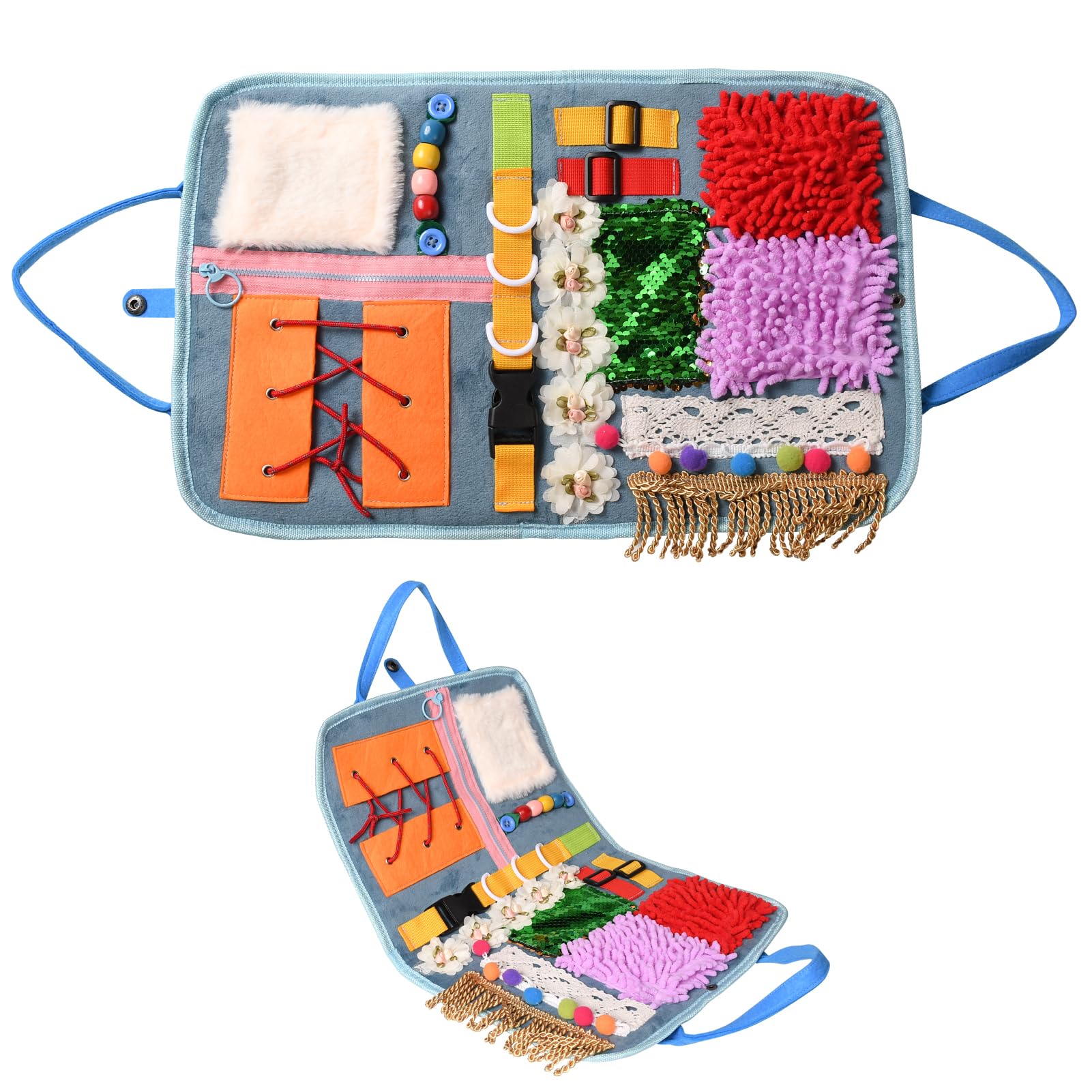 Coperta Sensoriale 48 * 30cm, Coperta Fidget per Adulti con Demenza, Coperta antistress per la demenza Sensoriale Con Attività per Anziani, Aiuta con Alzheimer,Demenza,Asperger,Autismo
