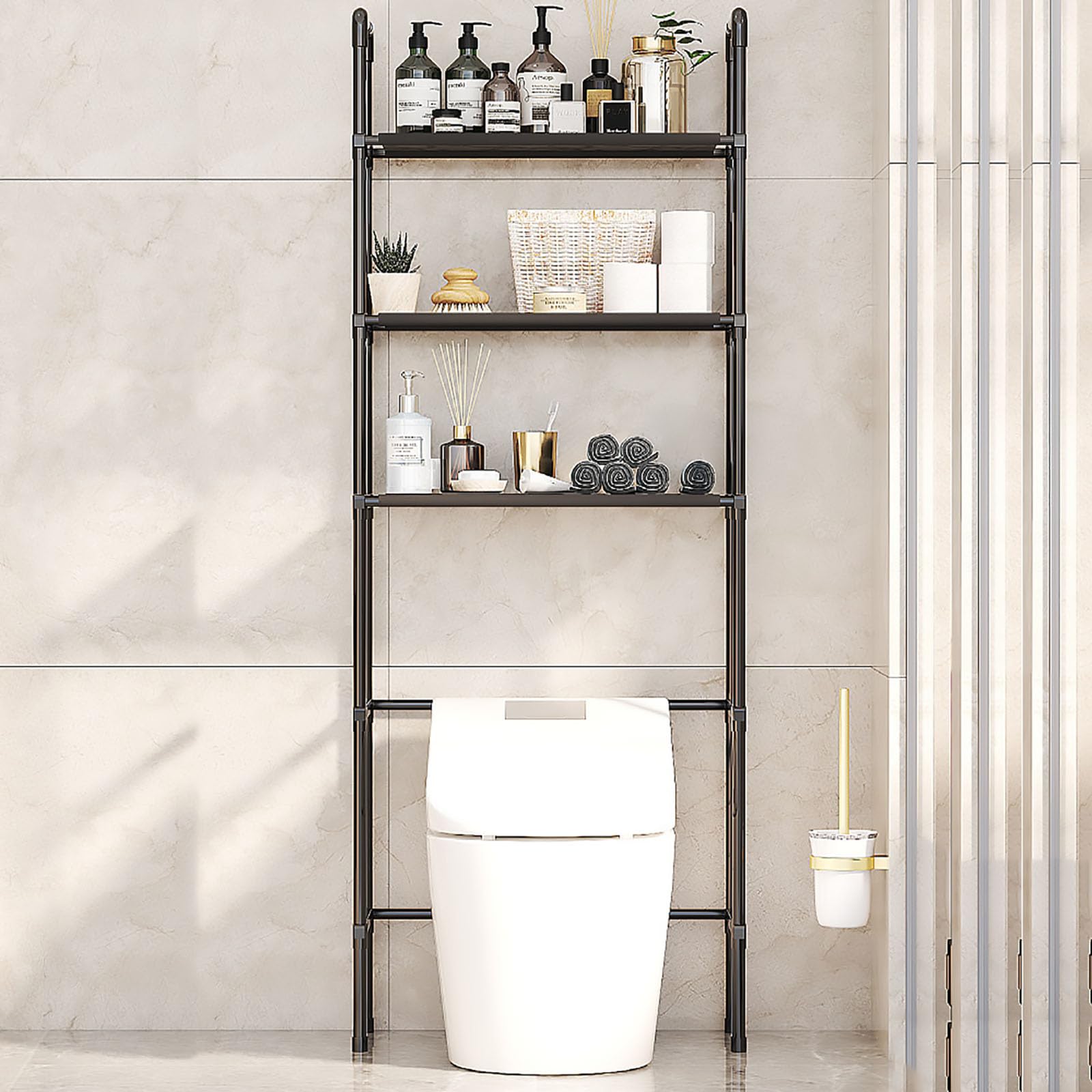 Genérico Estante de Almacenamiento de Acero Inoxidable sobre el Inodoro: Organizador Independiente de 3 Niveles para artículos Esenciales de baño, Estante para Inodoro Que Ahorra Espacio, Elegante di