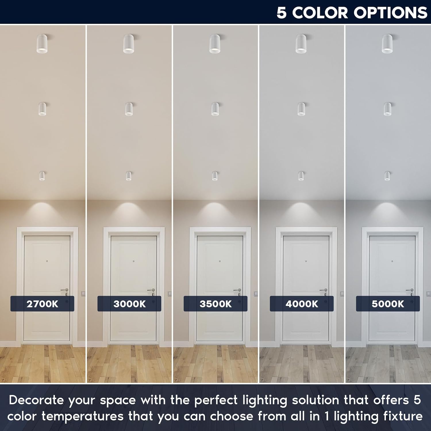 LUXRITE 3-Inch Cylinder Downlight, Recessed Ceiling Spot Light, 5CCT Selectable 2700K-5000K, CRI 90, 16W, 1000 Lumens, Dimmable, 60º Swivel Angle, Spot Light Indoor, ETL Listed, White Finish (2 Pack)