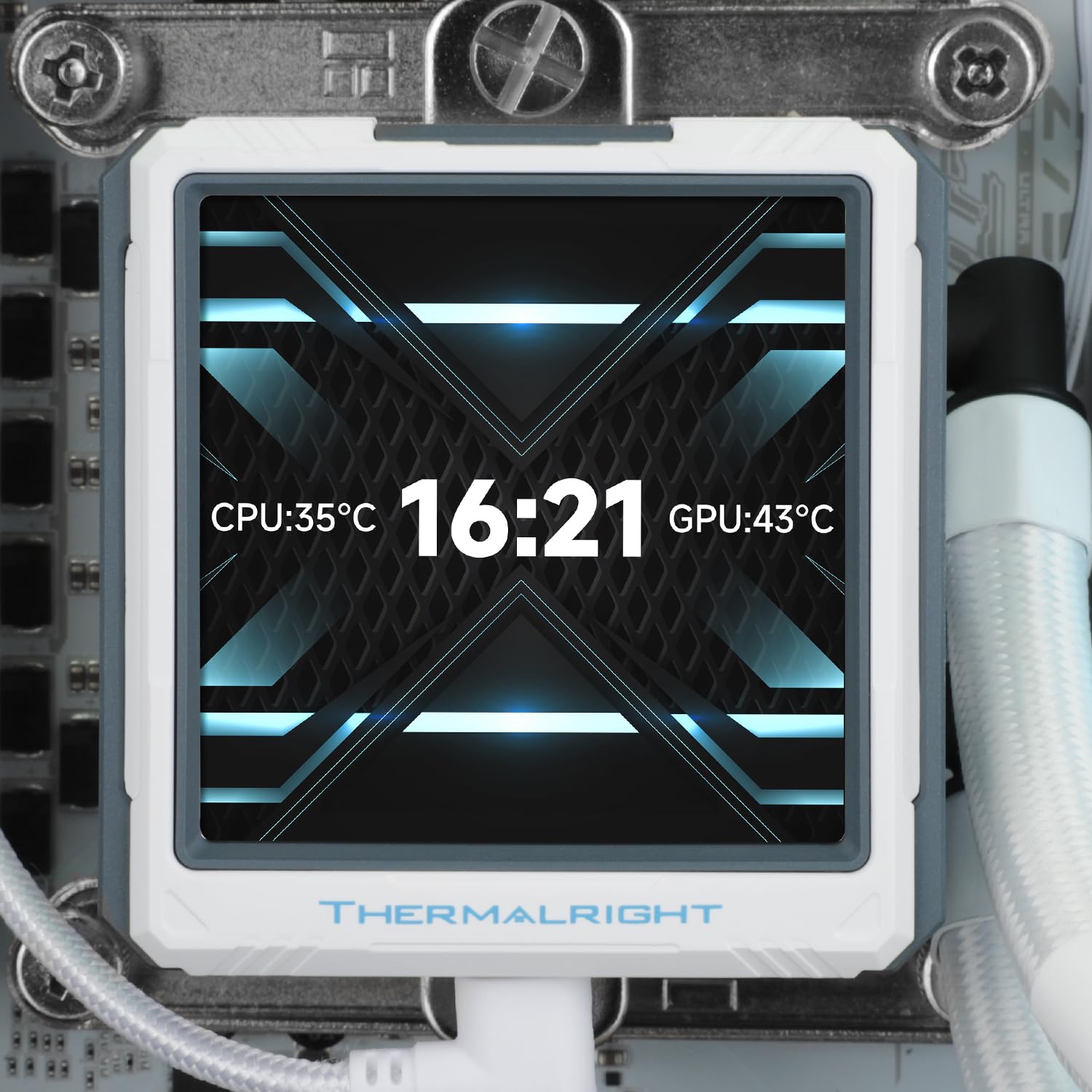 Thermalright FW 360 Ultra ARGB White AIO CPU, schermo LCD IPS con risoluzione 480 x 480, per AM5/Intel 1851/1700, schermo LCD con assorbimento magnetico per immagini