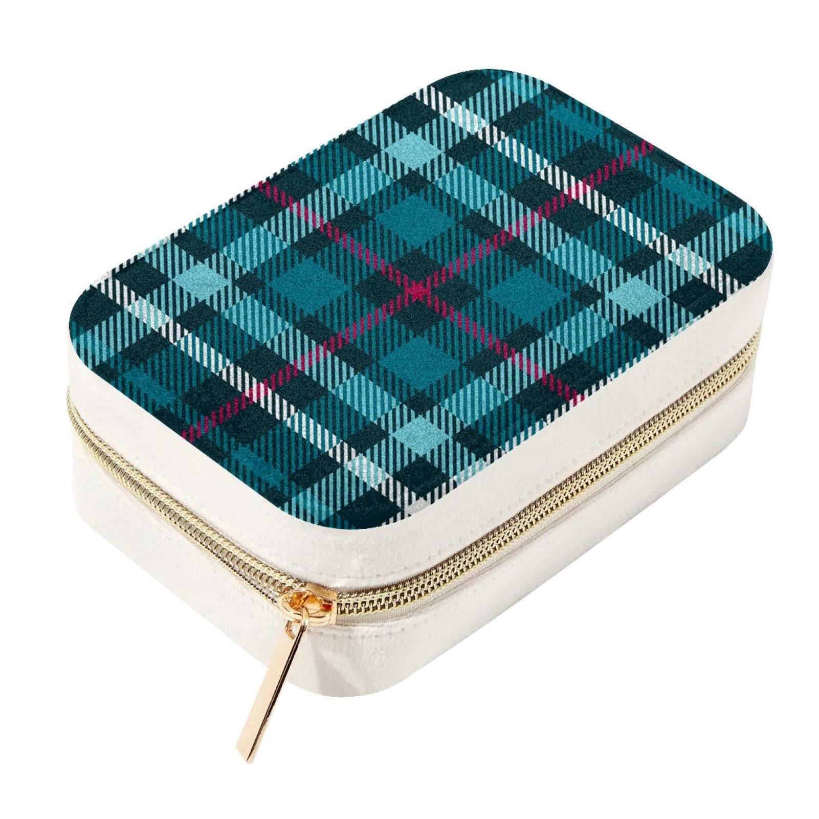 Boîte à bijoux en velours bleu pour organiser vos bagues en voyage