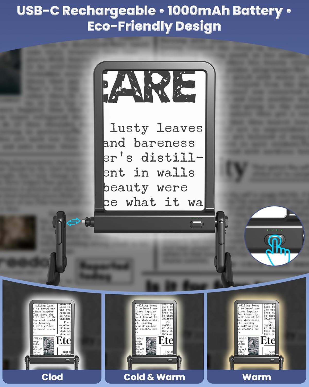 3X Neck Magnifying Glass with Light, Hands Free Magnifier with Light, Magnifying Glass for Reading Close Work, 40 LED Lights Page Magnifier, Lighted Magnifying Glass with 3 Modes