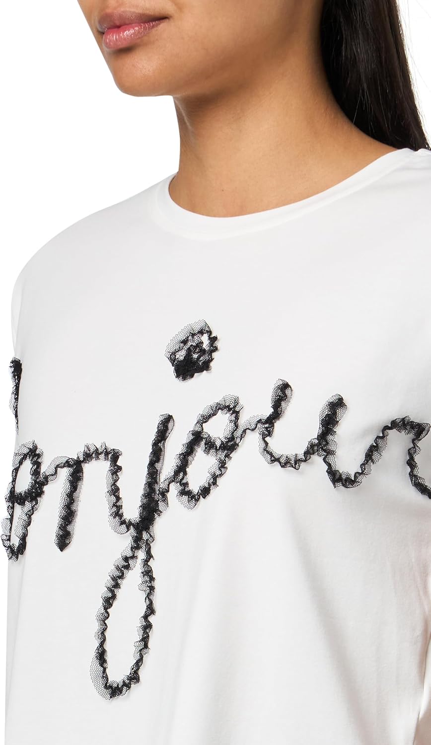 Karl Lagerfeld Womens Short Sleeve Crew Neck Bonjour Motif T-Shirt - Image 3