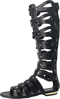 Women's Open toe Knee High Sandals Strap Gladiator Vamp With Back Zipper Closure Outdoor Flat Long Boots