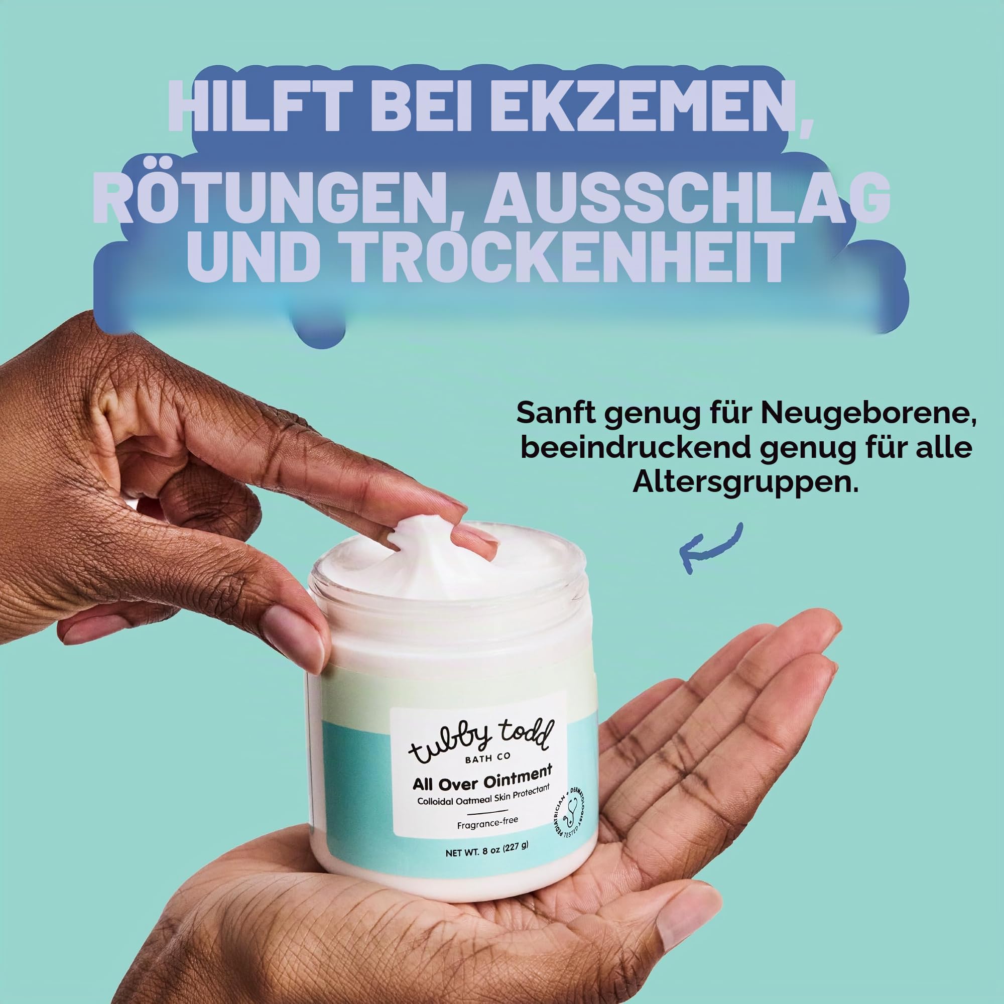 Tubby Todd All Over Salbe für Babys, Mehrzweck-Baby-Ekzem-Creme für empfindliche Haut, trockene Haut, Ausschlag, Irritationen, 2 Packungen – volle Größe, parfümfrei