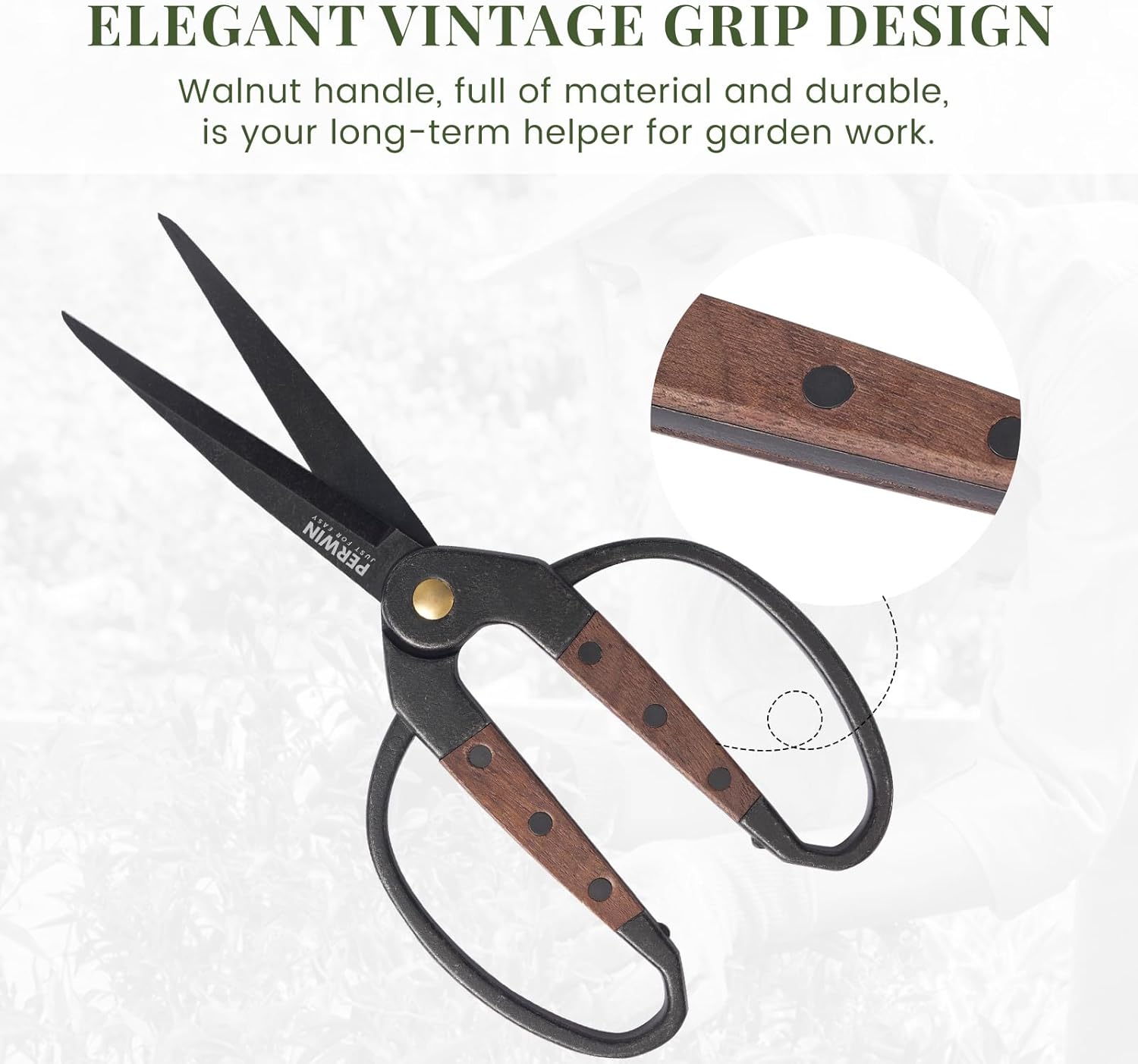 Garden Flower Bonsai Scissors 2 Pcs Walnut Wide Handles Pruning Gardening Scissors Floral Shears for Gardening,Succulent Harvest, and Precision Plant Trimming Care - Image 6