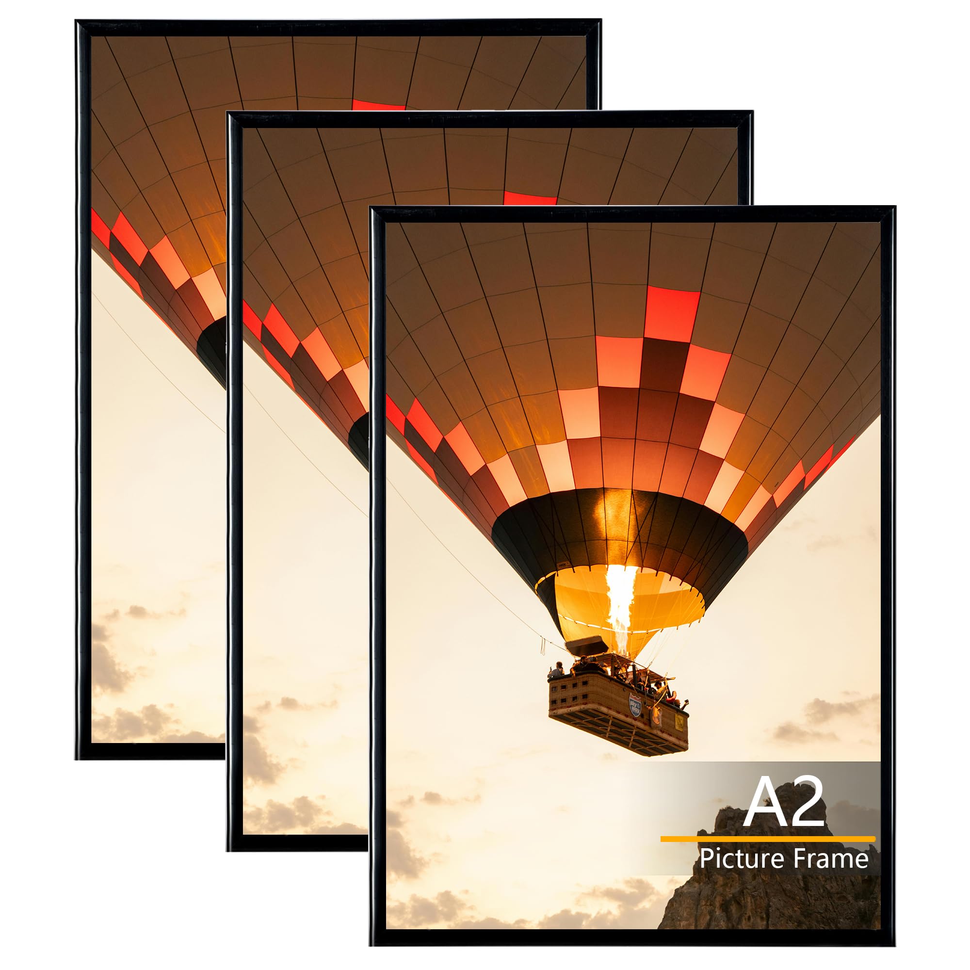 Baoee 3-pack picture frames A3, A3 poster frames black, slide-in strips, horizontal or vertical wall mounting