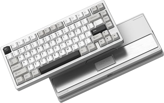 Womier RD75 Pro 75% Wireless Gaming Keyboard, Quick Release Aluminum Keyboard, QMK/VIA Tri-Mode Mechanical Key Board Custom Hot Swappable with RGB Creamy for Windows/Mac/PC - Silver