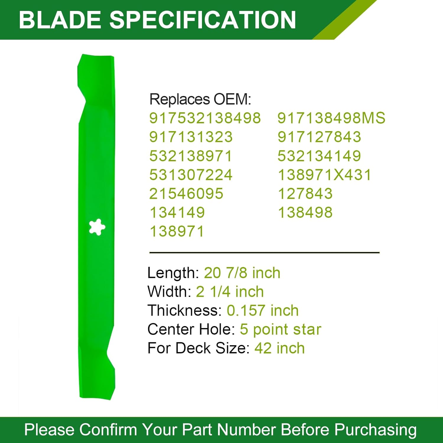 42 Inch Mower Deck Rebuild Kit - Fits Crafts man Hu sqvarna 42 inch LT1000 LT2000 2 Spindes(130794) 2 Blades(134149) 1 Belt(532144959) 2 Pulleys(153535) 2 Idler(131494)