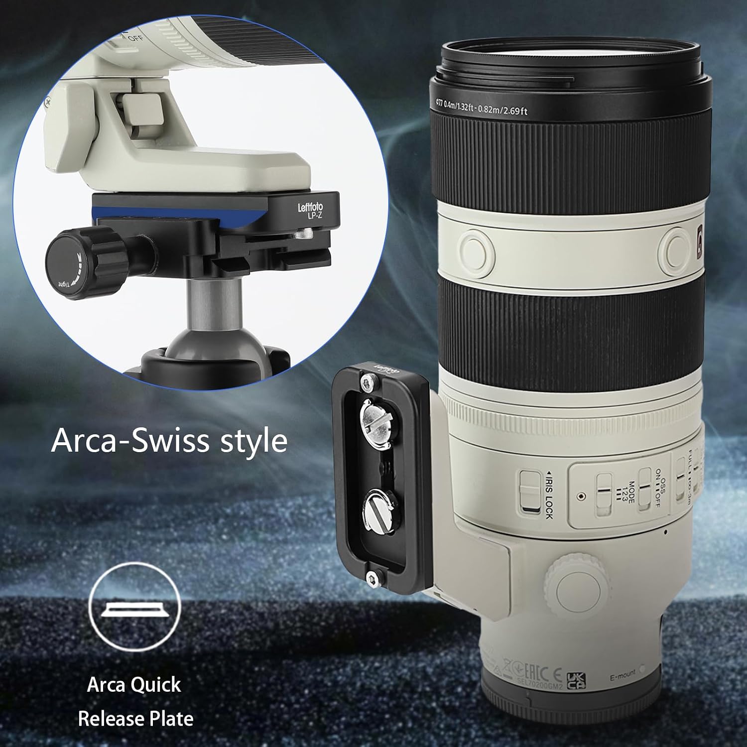 Leftfoto Lens Plate for Sony FE 70-200mm F2.8 GM OSS II (SEL70200GM2) Lens,Lens Replacement Foot Mount-Arca Swiss Style-Permanent Style.