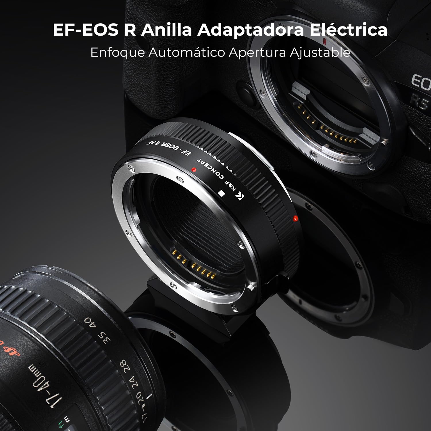 K&F CONCEPT Canon Auto EF/EF-S a EOS R - Adaptador de Metal con Enfoque Automático (Incluye Funda Protectora)