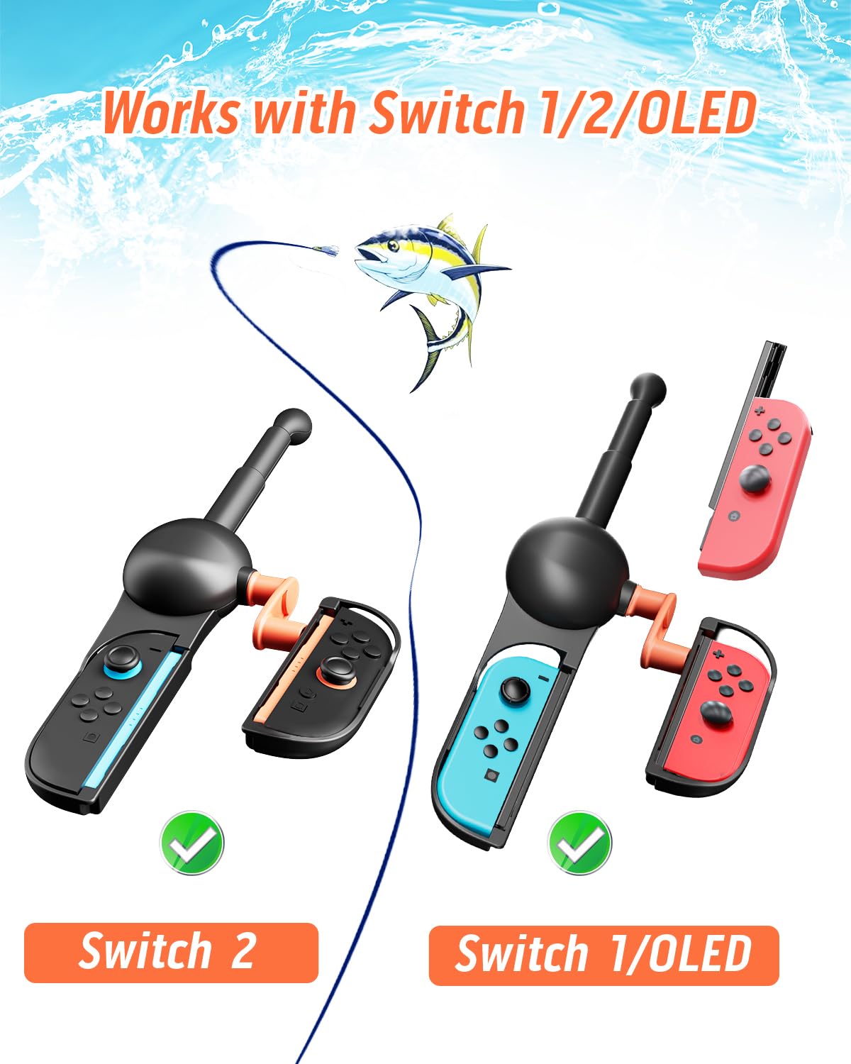 Nargos Fishing Rod Controller for Nintendo Switch 2/ Switch/Switch Oled, Gaming Accessory, Compatible with Bass Pro Shops: The Strike & Fishing Star World Tour, Ideal for Family Fun & Gifting - Image 2