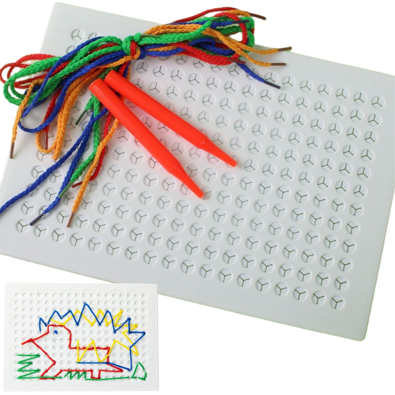 Thread Board Set,Threading Boards,Colorful Threading Sensory Board,Sensory Threading Boards,Interactive Threading Board,Sensory Activity Board,DIY Set with One Thread Board,Two Pen,Eight Threads