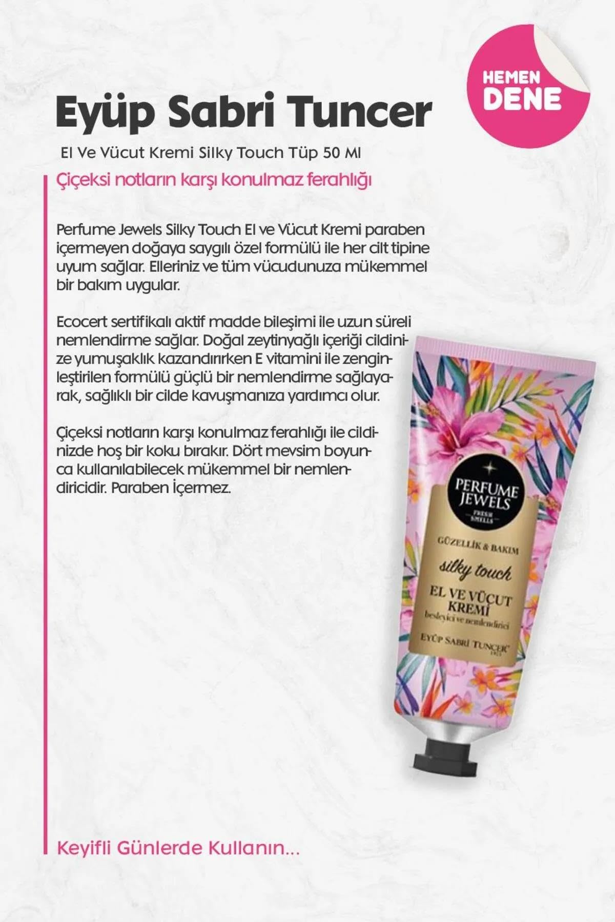 Eyüp Sabri Tuncer 3 'lü Pj El Ve Vücut Kremi Silky Touch Tüp 50 Ml ve%100 Pamuk ROSIE
