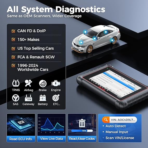 2026 Autel Scanner MaxiPRO MP900E KIT: Work as MP900-BT kit MS906 Pro MP808BT Pro w/ 11 Non-OBDII Adapter Kit, DoIP CAN-FD, 40+ Service, OE ECU Function, Bi-Directional Test, All System Scan, FCA SGWG