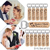 Vista 6 de Personalized Bottle Openers, Wooden Custom Couple's Names & Date Openers for Wedding Gift, Idea Gifts for Wedding (Set of 6)