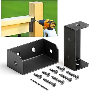 4Pcs 8pcs 12pcs Stainless Steel Deck Railing Connectors - for 3.35"x 1.35" Wood Post to Handrail, Matte Black Handrail Brackets, Outdoor Fence Railing Hardware with Screws Drill bit (4)