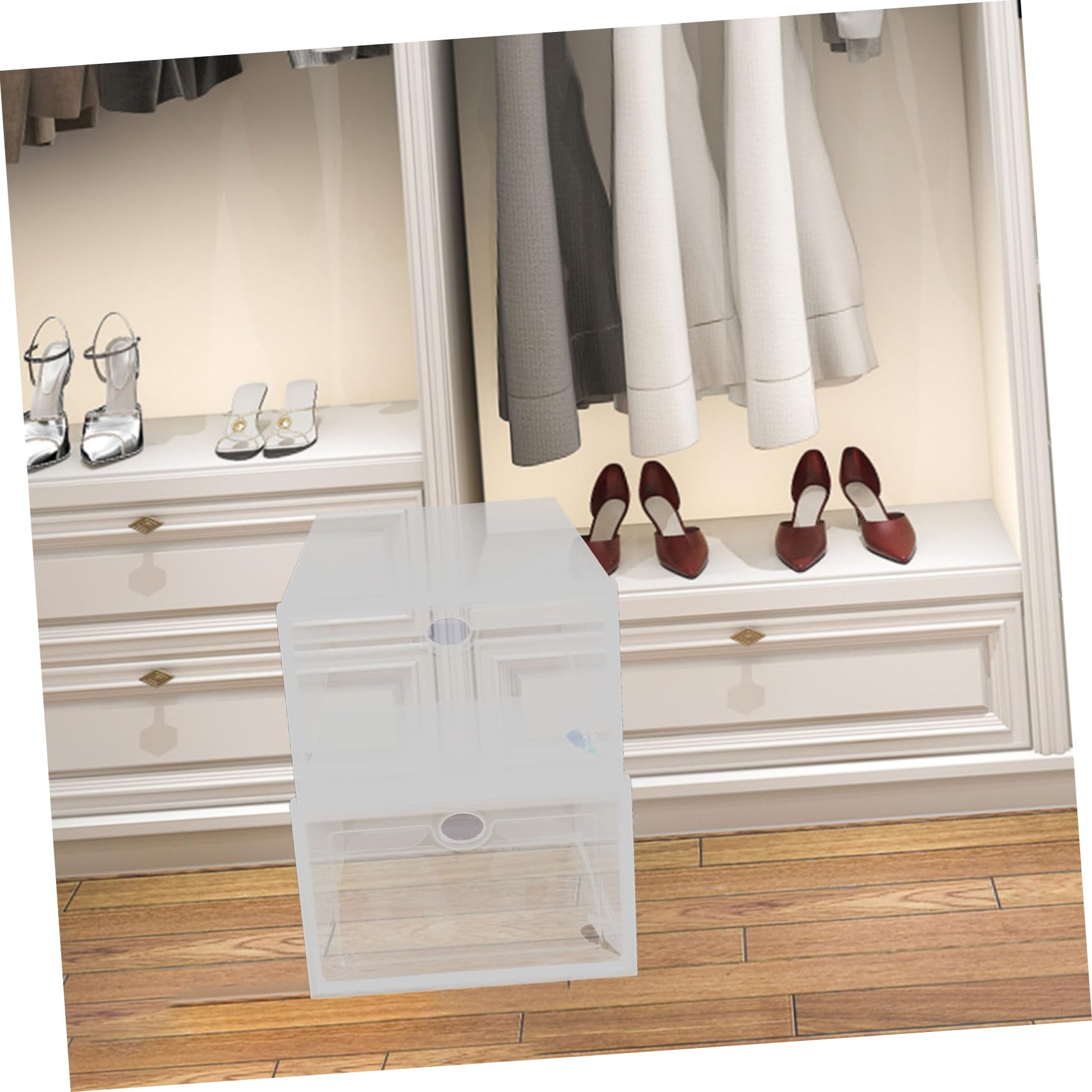 GALPADA Scatole Maniglia Ovale per Scarpe in Pp Impilabili Trasparenti 5 Pezzi 33x23x14 Cm Organizer per Armadio e Sotto Letto