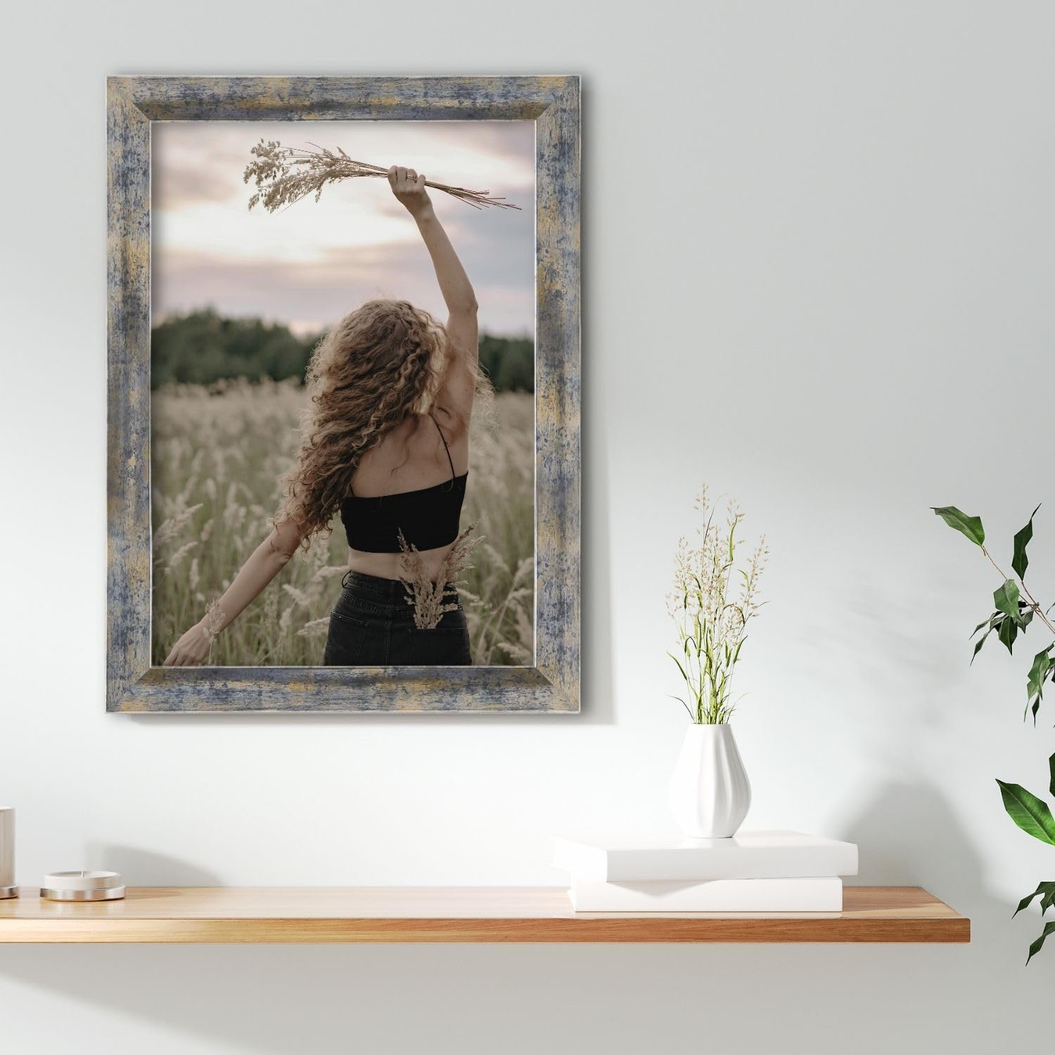 Online-GalleryKing Marco de madera 50 x 110 cm en azul, oro y plata | Foto | Póster | Puzzle | Galería | Marco